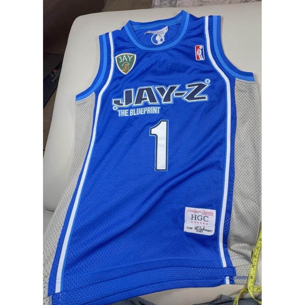 Headgear Classics Rare Jay-Z Blueprint Jersey Size MED Hip Hop Basketball Blue